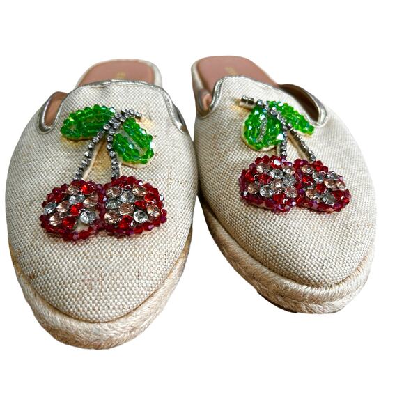Express Cherry Rhinestone Slip ons Flats Size 7 Retro Glam Twee Coquette Comfy - Picture 3 of 8